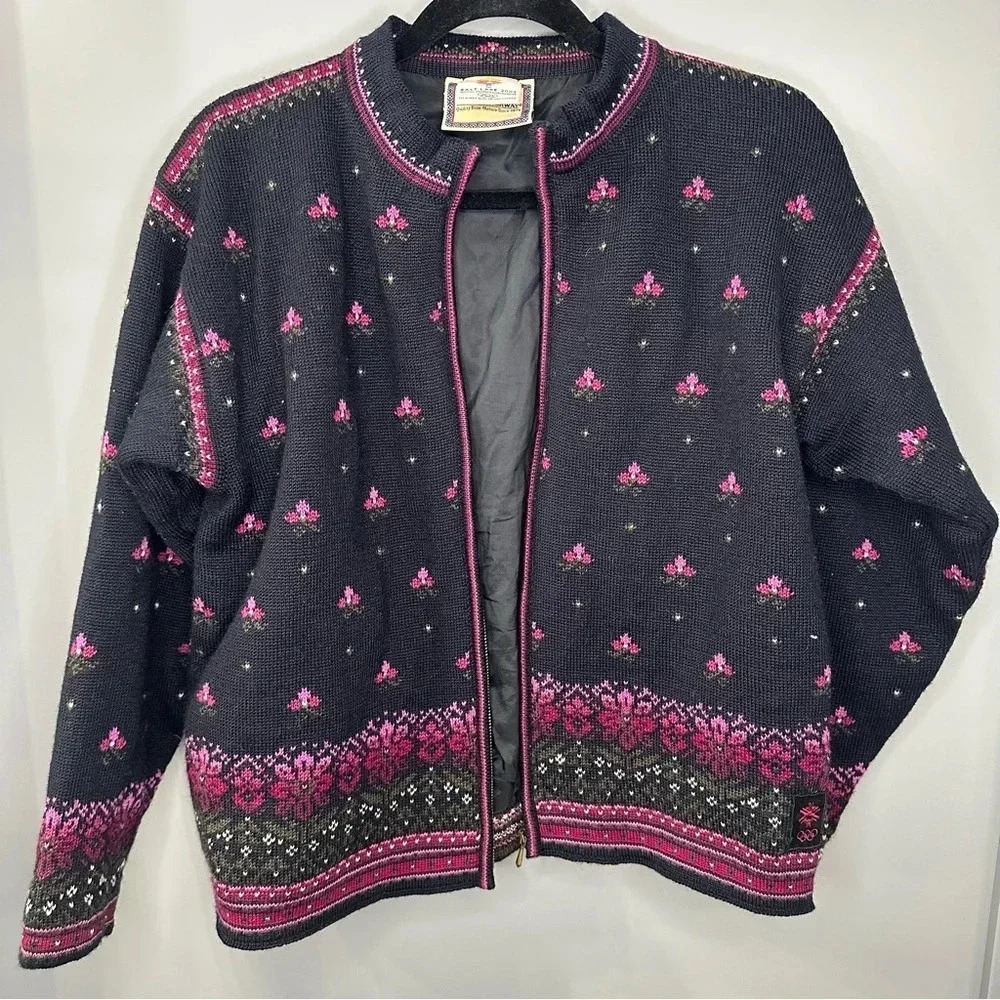 Vintage Dale of Norway Salt Lake City Olympics 2002 Full Zip Wool Sweater Medium - Picture 6 of 10